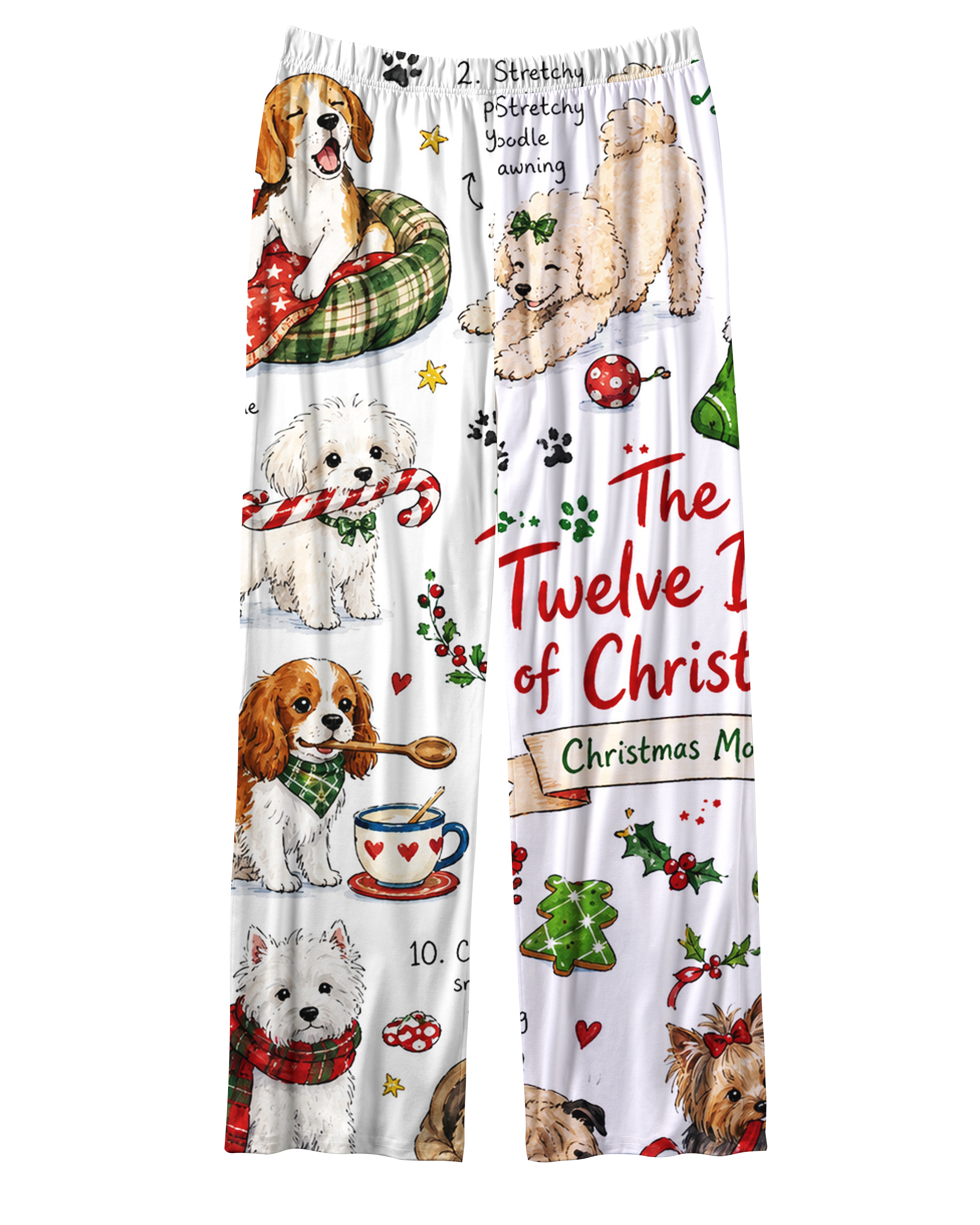 TheRetroTee Twelve Dogs of Christmas Vintage set Pajama Se