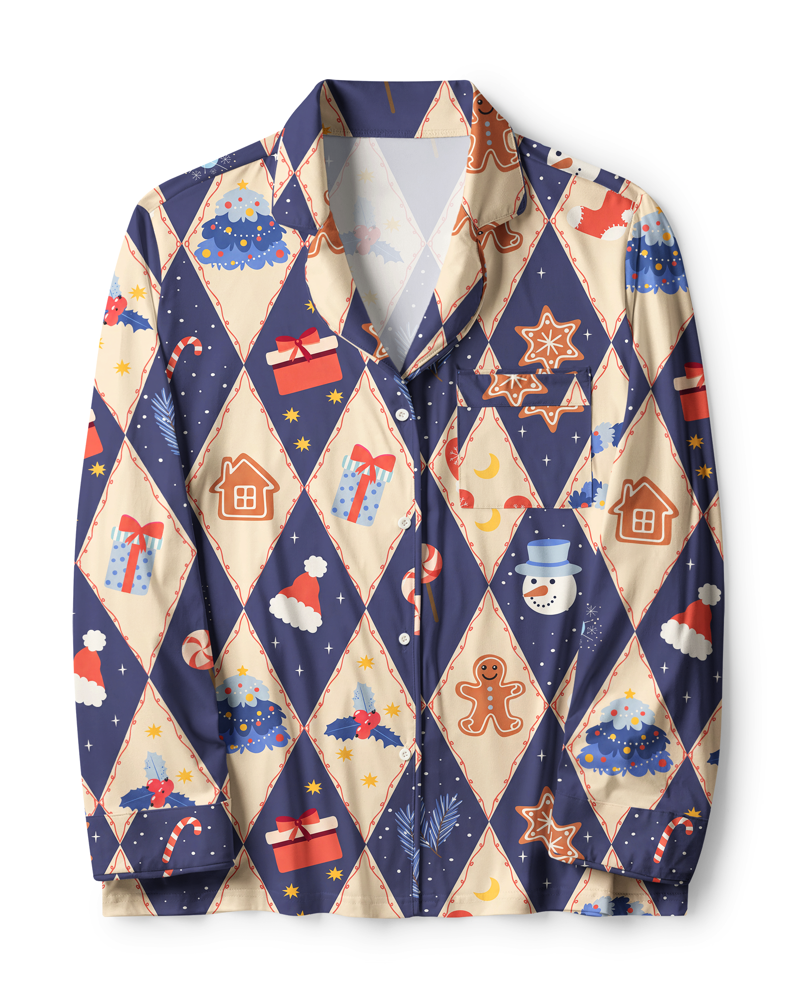 TheRetroTee Argyle Christmas Joy Vintage Pajama Set