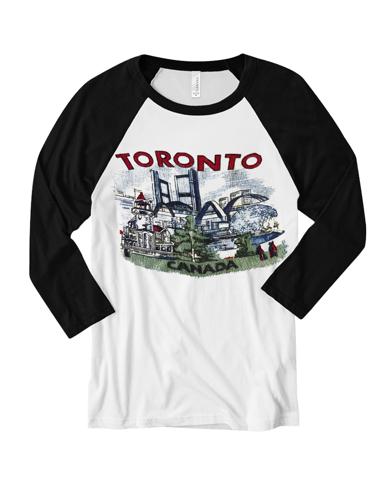 TheRetroTee 1960s Toronto souvenir Long Sleeve Raglan T-Shirt
