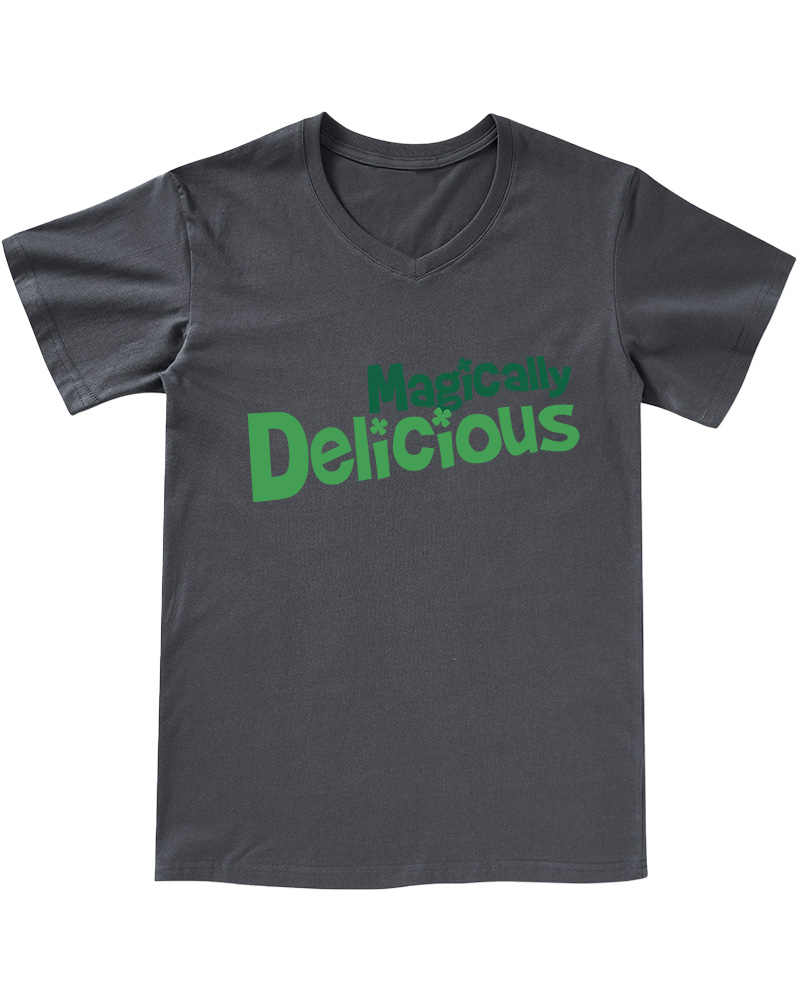 TheRetroTee Magically Delicious Juniors 1970s V-neck T-Shirt