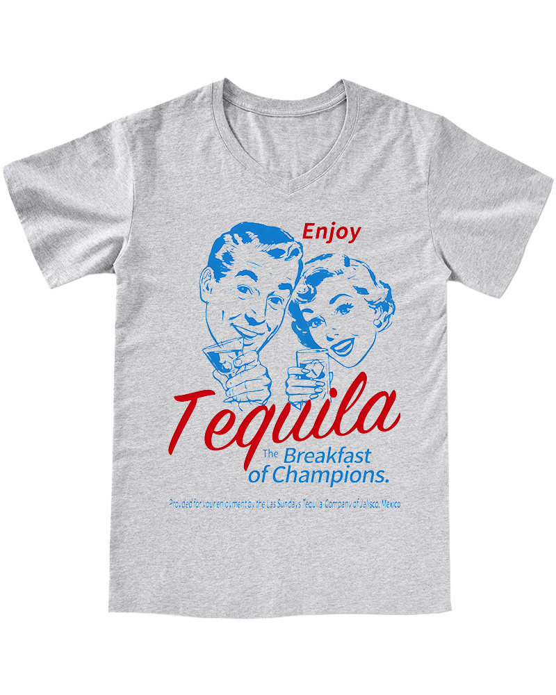 TheRetroTee Enjoy Tequila The Breakfast Of Champions V-neck T-Shirt