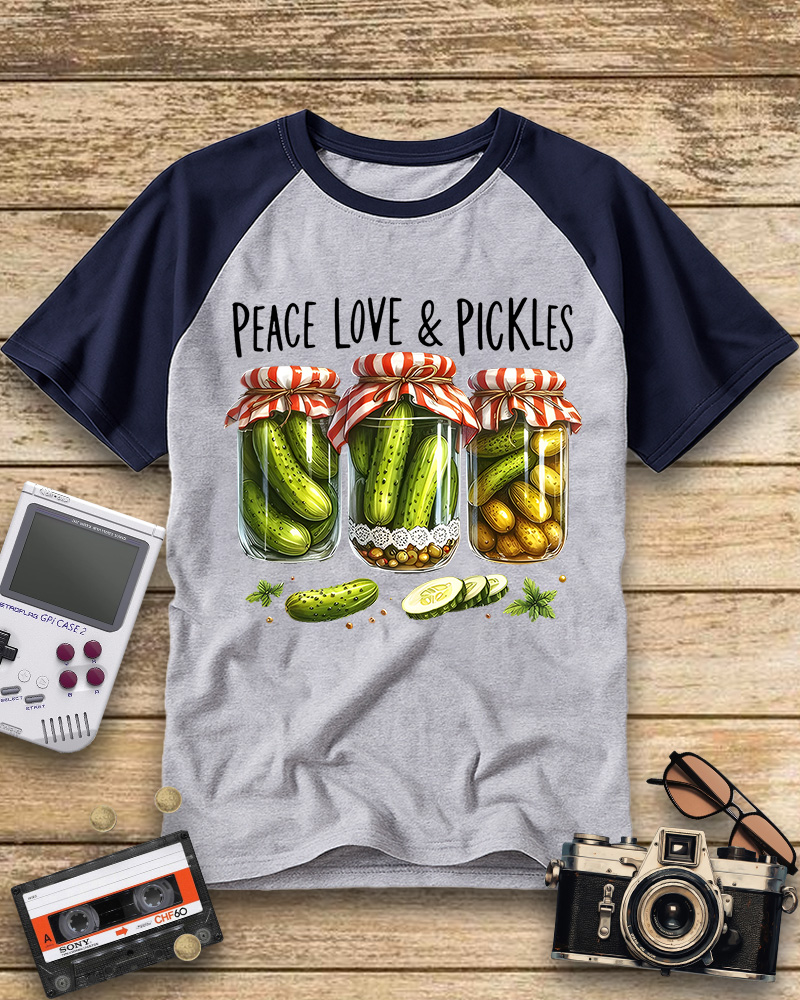 TheRetroTee Dill Pickle 1970s Raglan Baseball T-Shirt