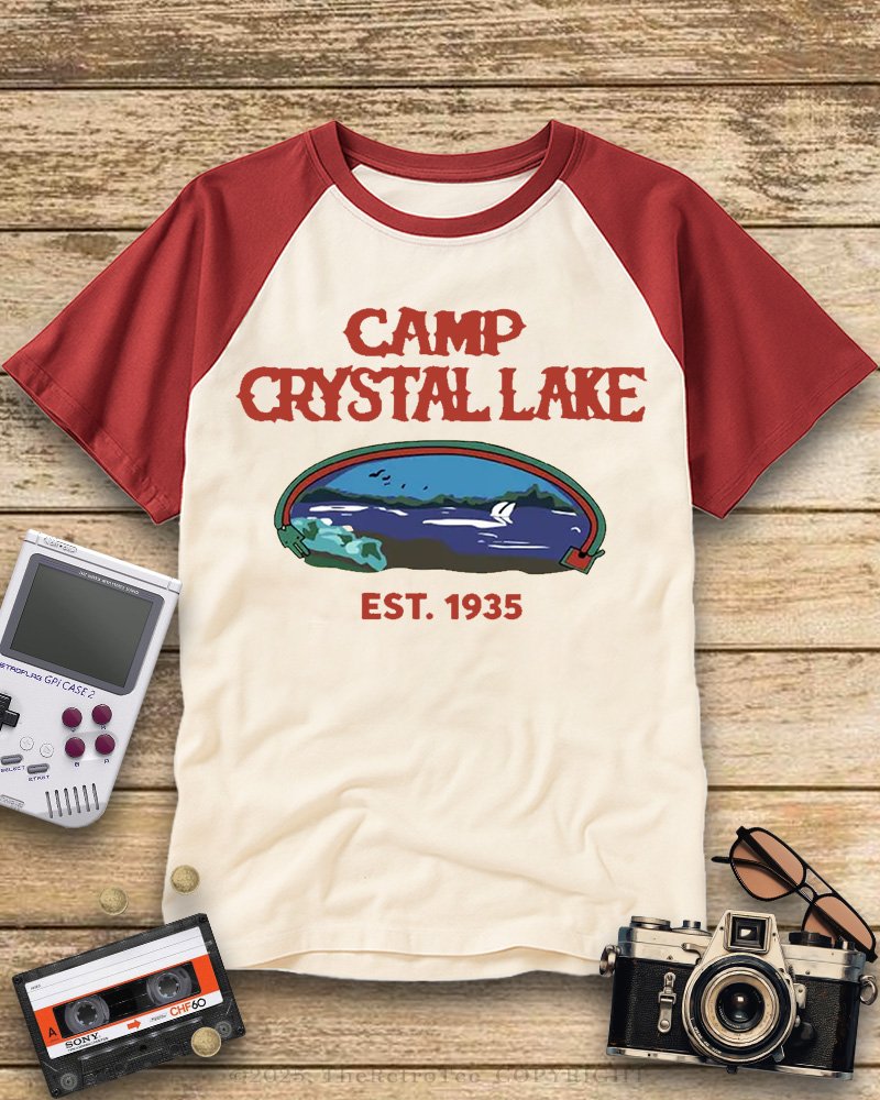 TheRetroTee Friday the 13th Jason Voorhees Horror 1985 Raglan Baseball T-Shirt