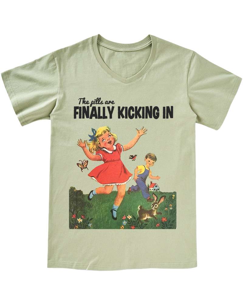 TheRetroTee The Pills Are Finally Kicking In 1950s V-neck T-Shirt