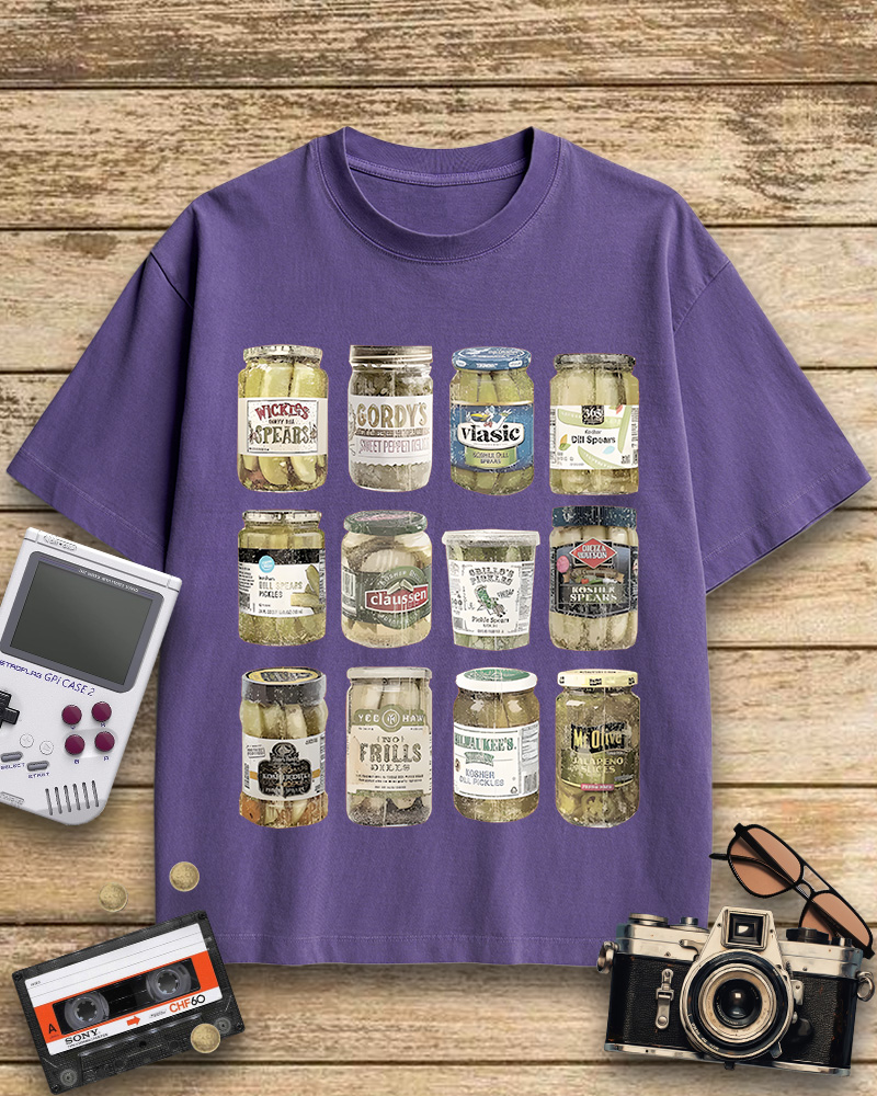 TheRetroTee Vintage Canned Pickles 1990s Cotton T-Shirt