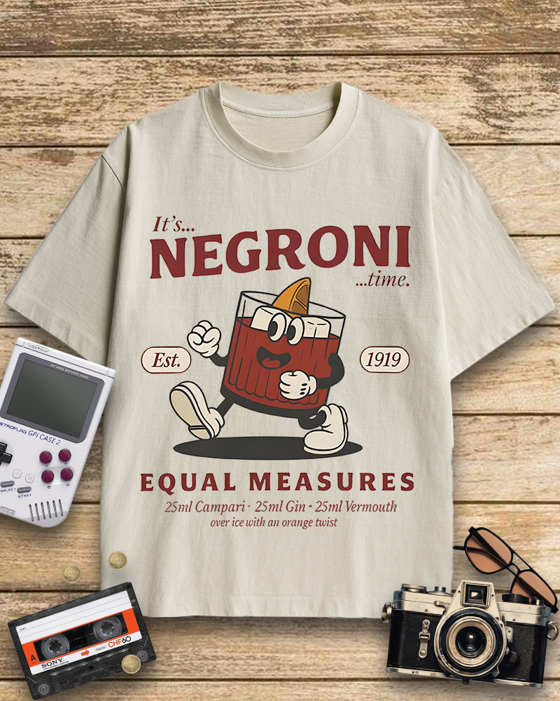 TheRetroTee Negroni Cocktail 1940s Cotton T-Shirt
