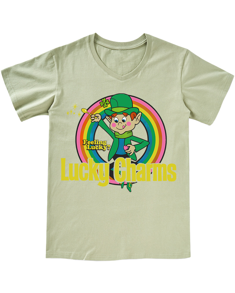 TheRetroTee Lucky Charms Leprechaun 1990s V-neck T-Shirt
