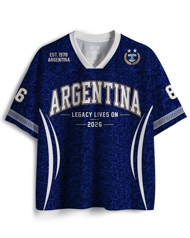 TheRetroTee Argentina Custom Name Mesh Jersey