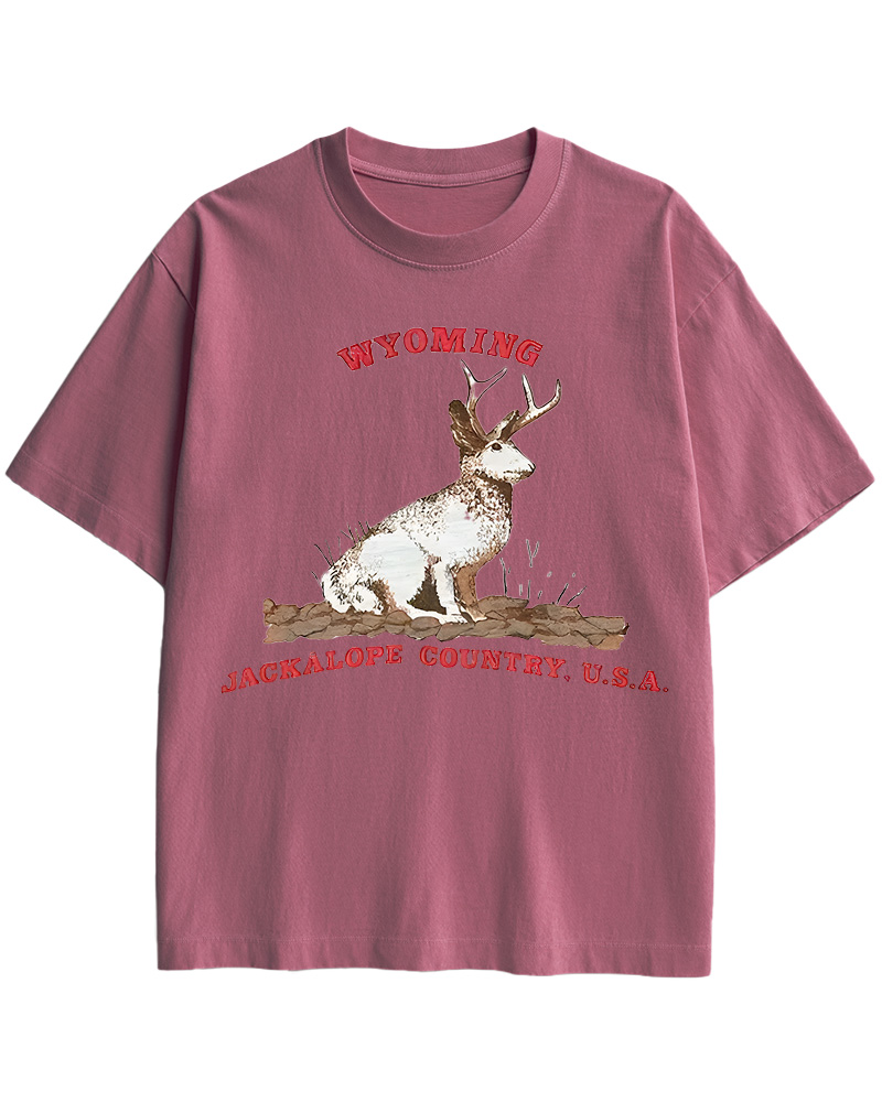 TheRetroTee 60's Vintage Wyoming Jackalope Country Cotton T-Shirt