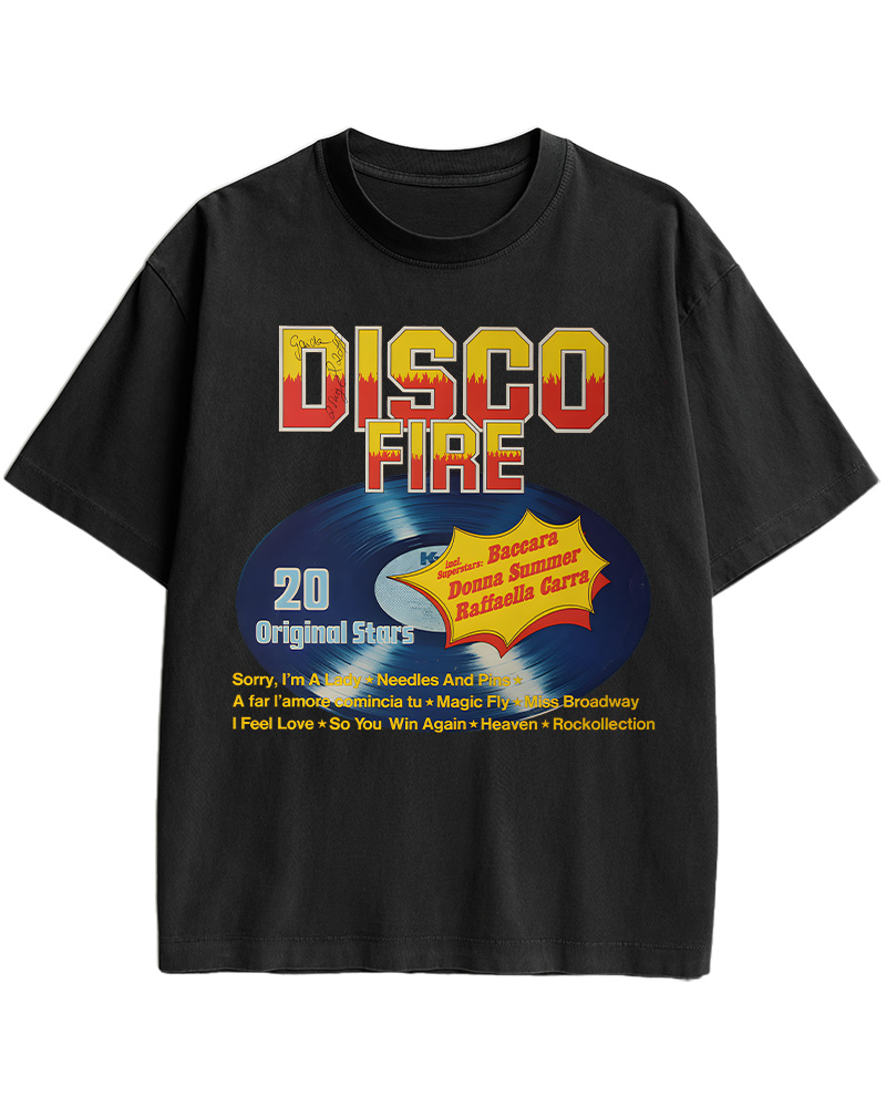 TheRetroTee Disco Fire 1970s Music Cotton T-Shirt
