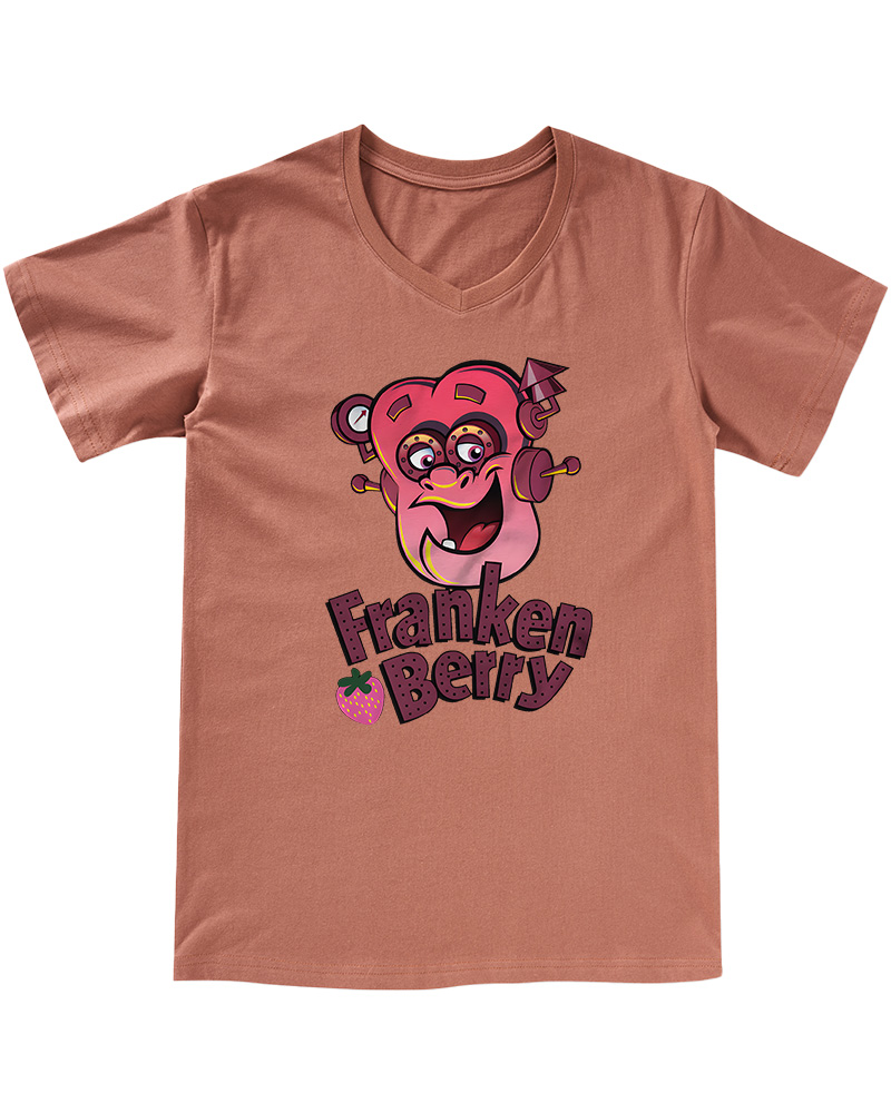 TheRetroTee Franken Berry 1970sV-neck T-Shirt