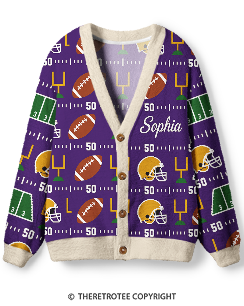 TheRetroTee Vintage Custom Football Heritage Unisex Cardigan Sweater