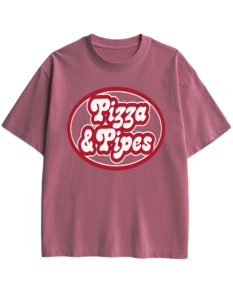 TheRetroTee Pizza & Pipes 1970s Cotton T-Shirt