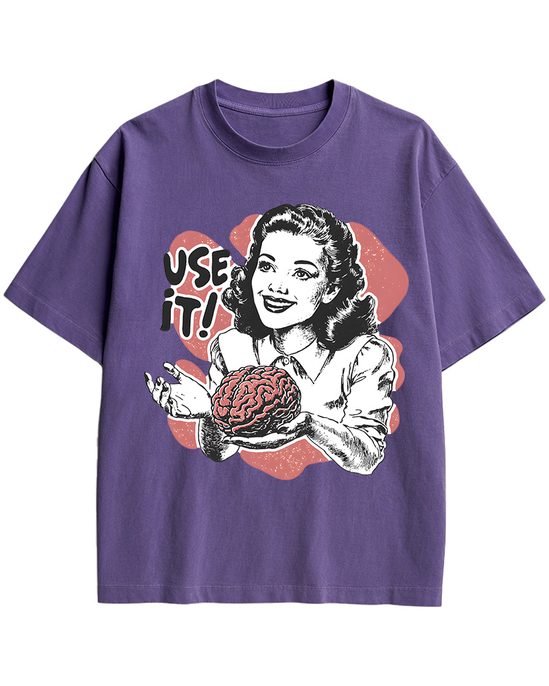 TheRetroTee Use Your Brain Sarcastic 1950s Cotton T-Shirt