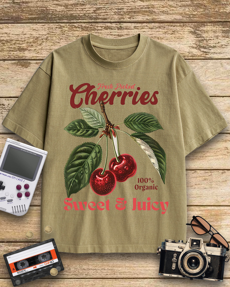 TheRetroTee Vintage Cherry 1950s Cotton T-Shirt