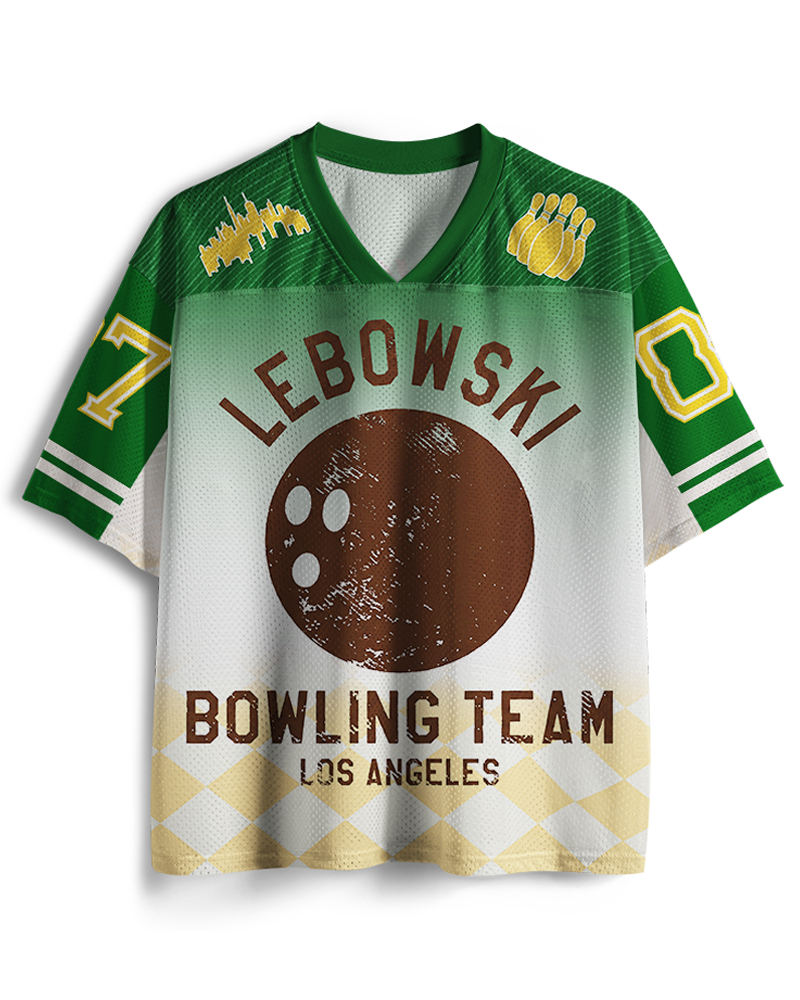 TheRetroTee Lebowski Bowling Team Los Angeles 1980s Mesh Jersey