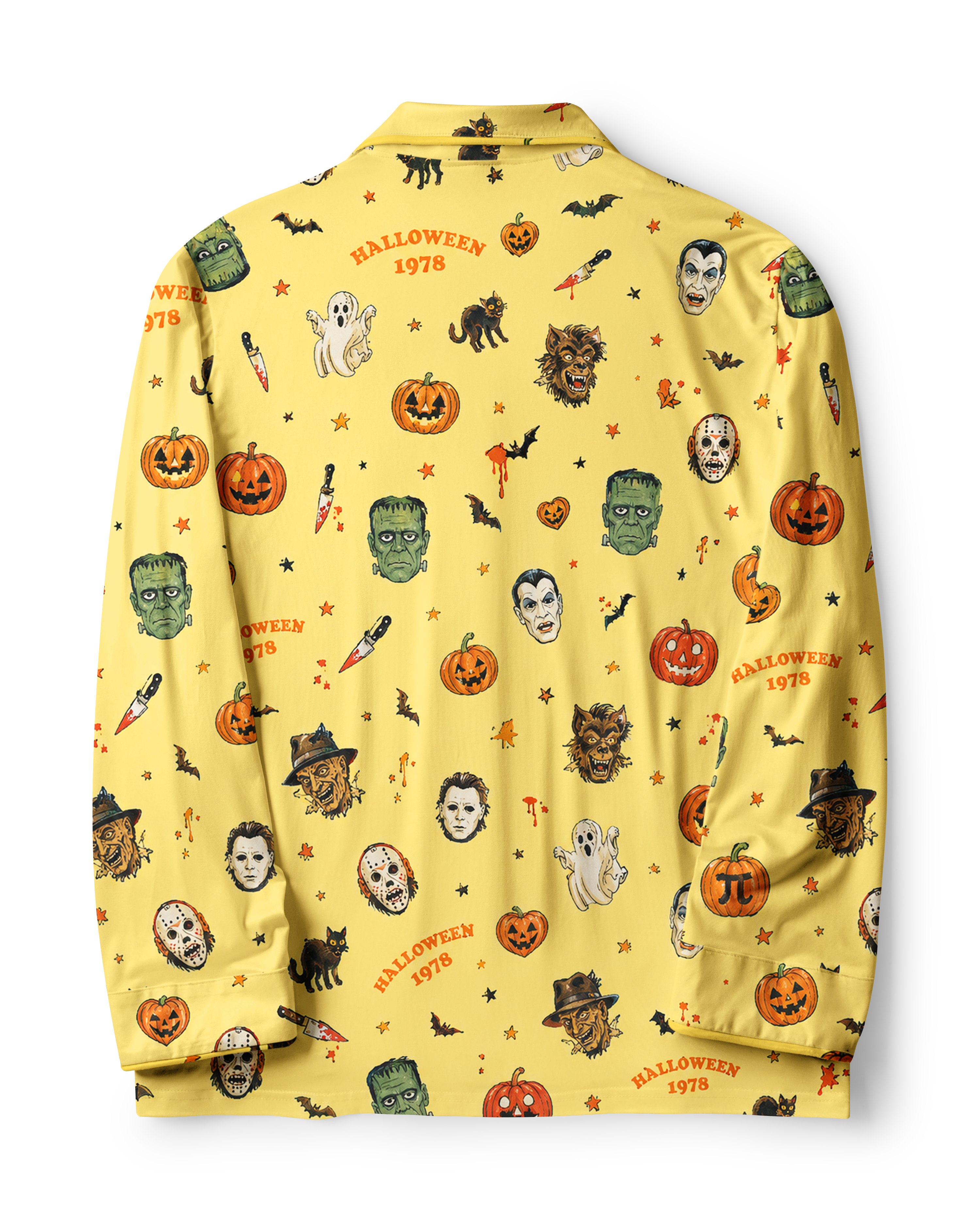 TheRetroTee Yellow Horror Squad Vintage Pajama Set