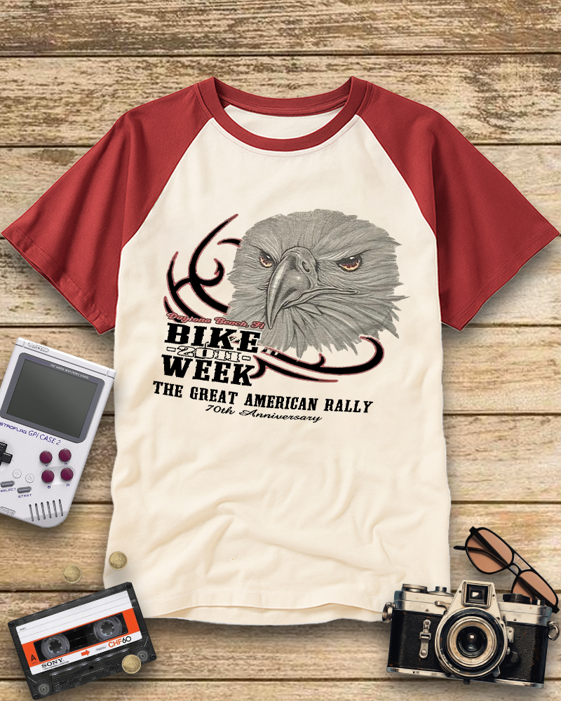 TheRetroTee Punk Motorcycle Biker 2000s Raglan Baseball T-Shirt