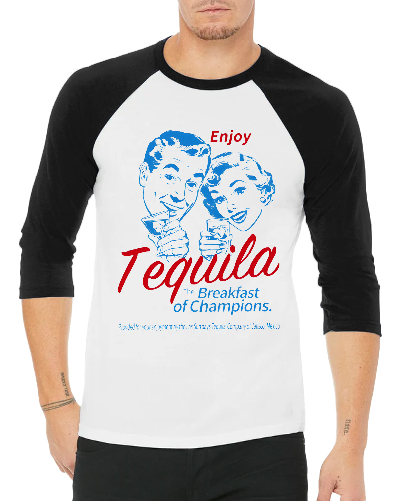 TheRetroTee Enjoy Tequila The Breakfast Of Champions 1950s Long Sleeve Raglan T-Shirt