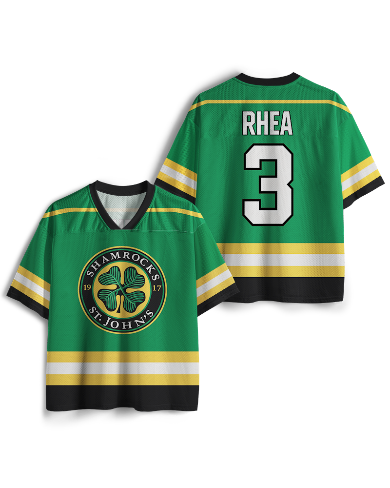 TheRetroTee Shamrocks #3 Green Hockey Mesh Jersey