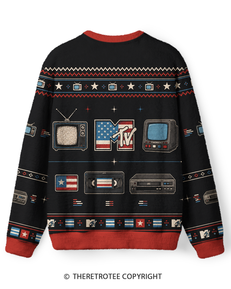 TheRetroTee American Flag Logo 1980s Sweater