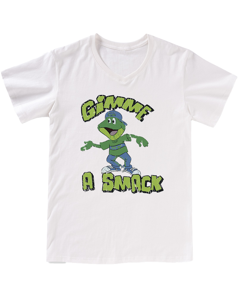 TheRetroTee Gimme A Smack Soft Adult 1970s V-neck T-Shirt