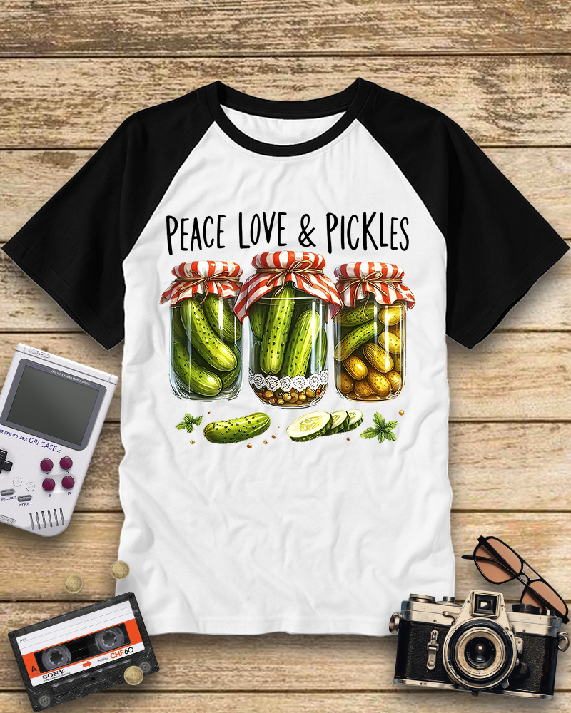 TheRetroTee Dill Pickle 1970s Raglan Baseball T-Shirt