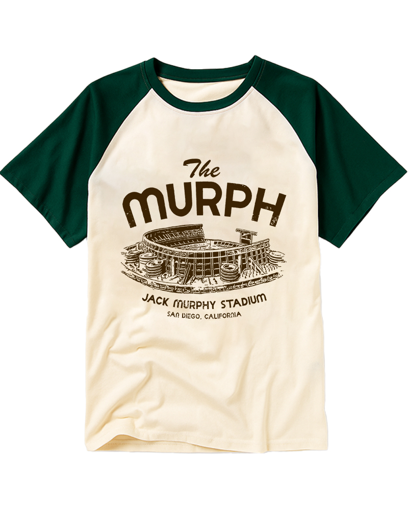 TheRetroTee Jack Murphy Stadium Raglan Baseball T-Shirt