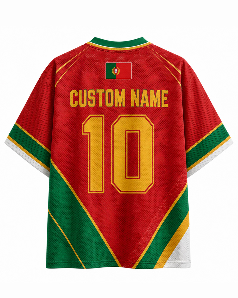TheRetroTee Portugal Soccer Fan Personalized Mesh Jersey