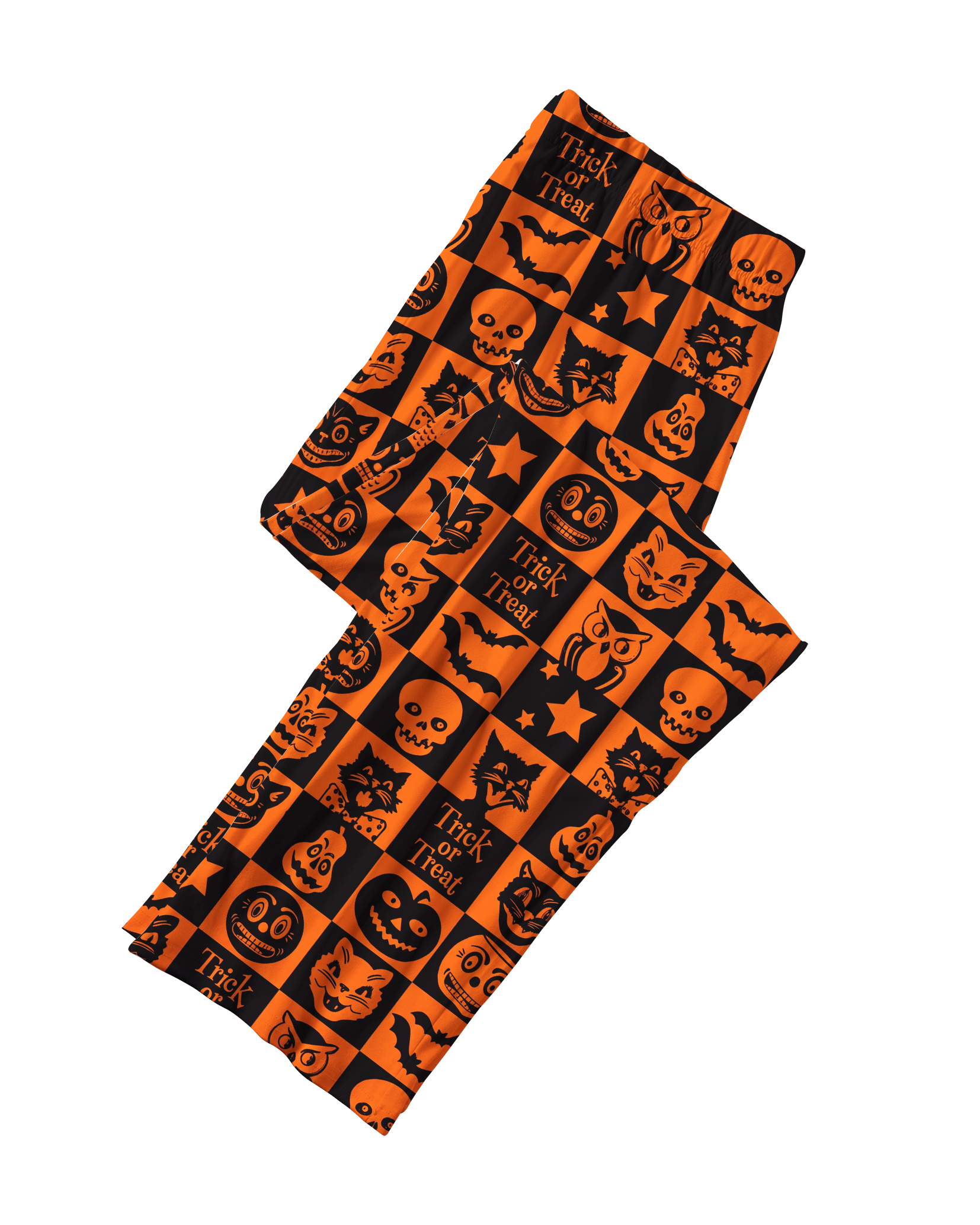TheRetroTee Retro Checker Halloween Silhouette Vintage Pajama Set