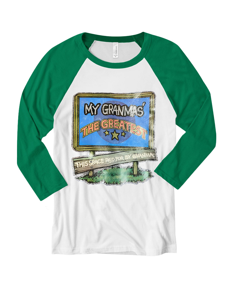 TheRetroTee 70s-80s Funny Greatest Grandma Long Sleeve Raglan T-Shirt