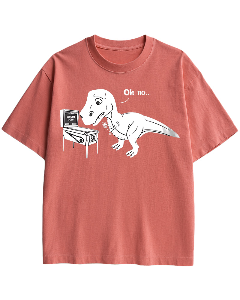 TheRetroTee Dinosaur Pinbal 1970s Cotton T-Shirt