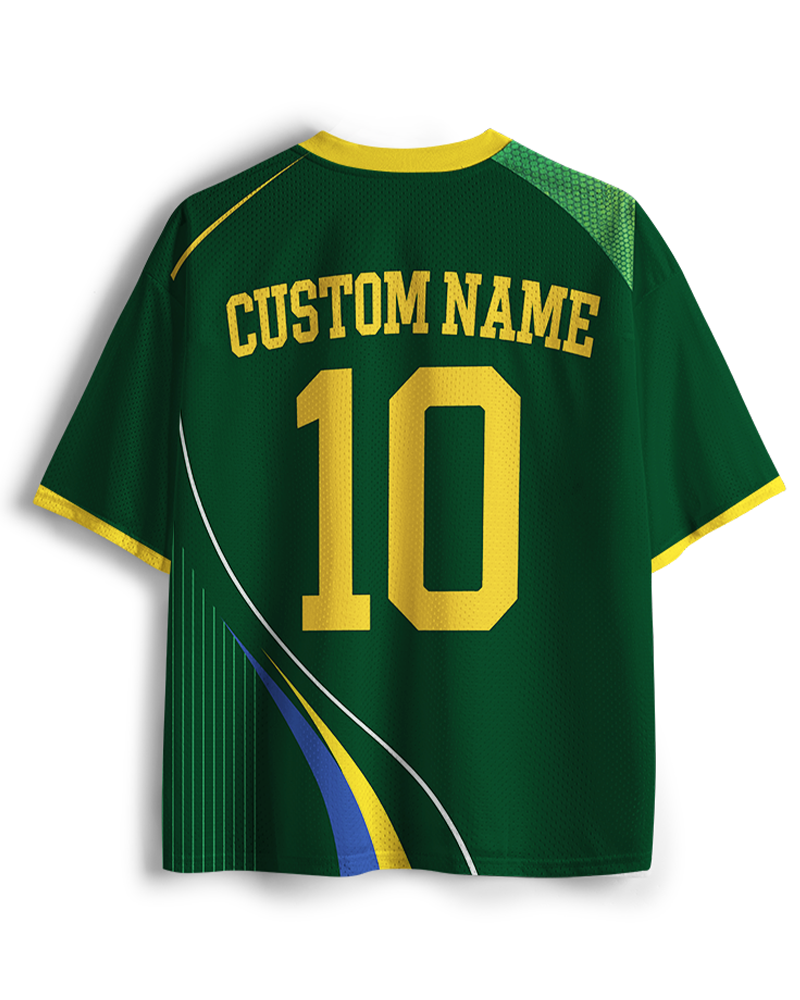 TheRetroTee Vintage Brazil Football Heritage Mesh Jersey