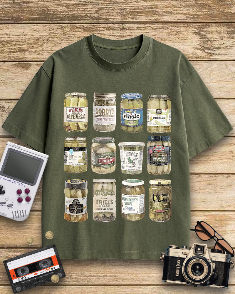 TheRetroTee Vintage Canned Pickles 1990s Cotton T-Shirt