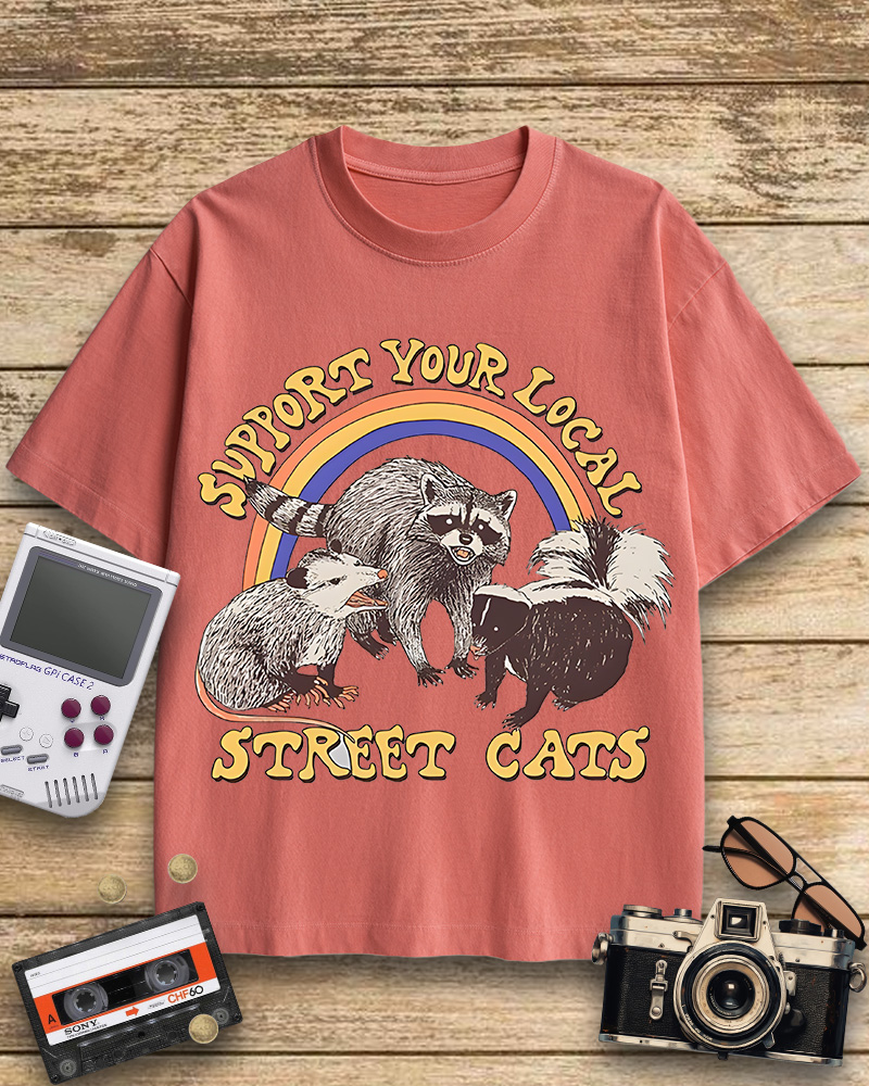 TheRetroTee Street Cats 1970s Cotton T-Shirt