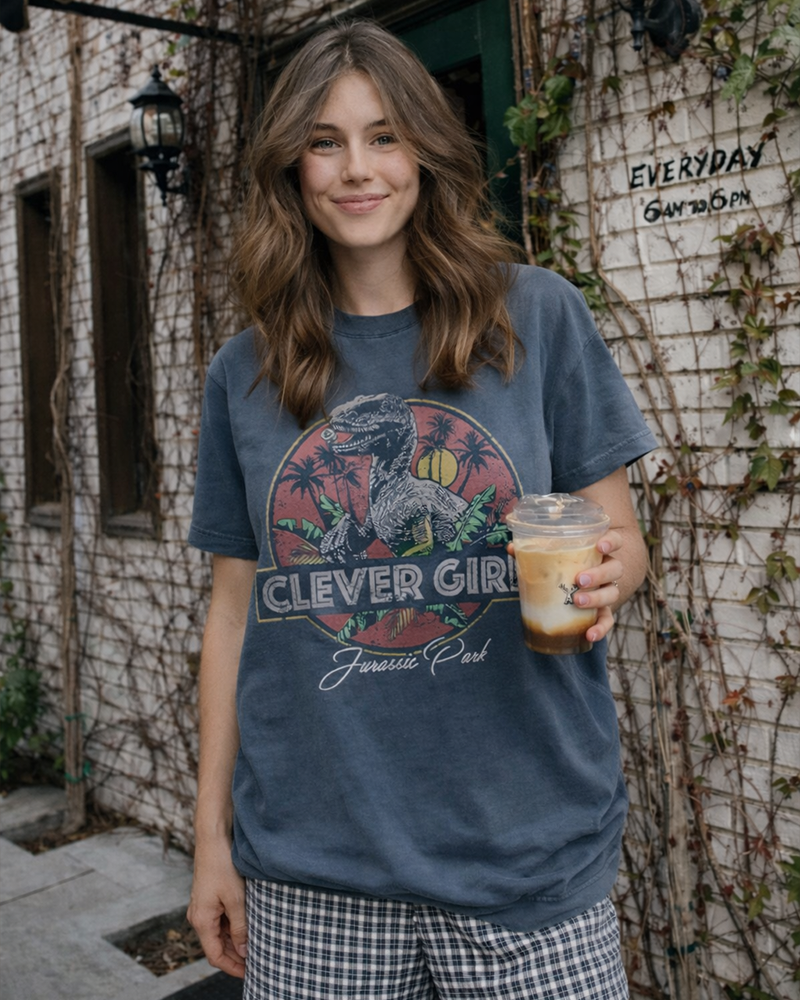 TheRetroTee Velociraptor 1990s Cotton T-Shirt