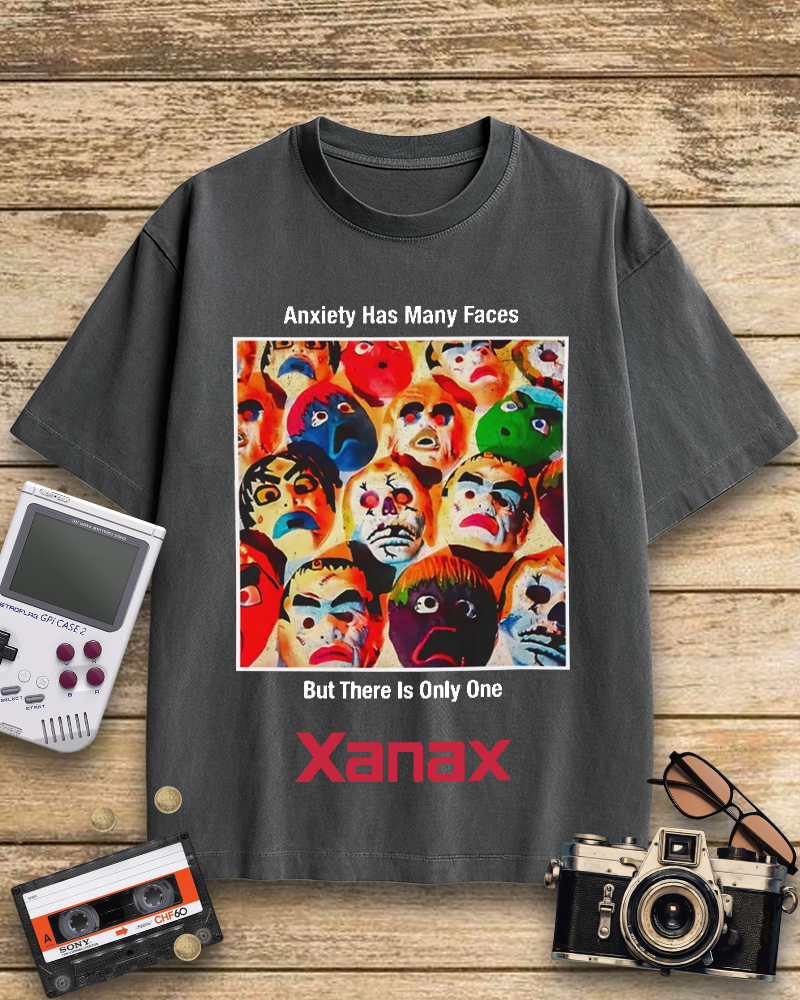TheRetroTee Anxiety Has Many Faces Xanax 90's Vintage T-Shirt