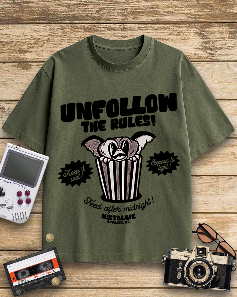 TheRetroTee Unfollow the Rules 1980s Cotton T-Shirt