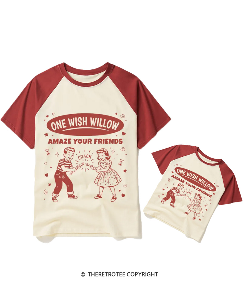 TheRetroTee One Wish Willow Vintage Halloween Raglan Baseball Family T-Shirt