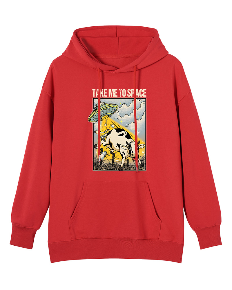 TheRetroHoodie Take Me To Space Cow Abduction 1990s Pin-up Hoodie