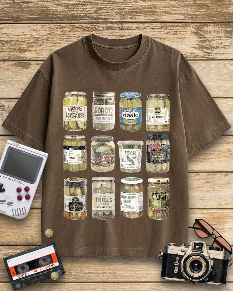 TheRetroTee Vintage Canned Pickles 1990s Cotton T-Shirt