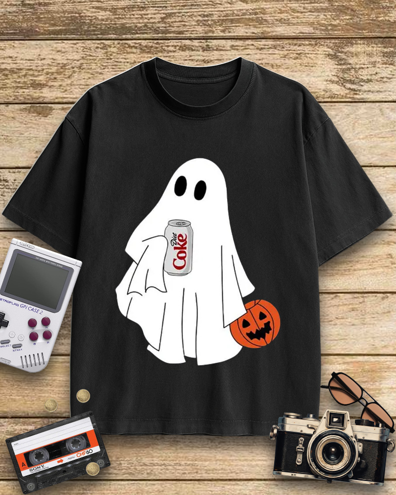 TheRetroTee Halloween Diet Coke Ghost 1980s Cotton T-Shirt