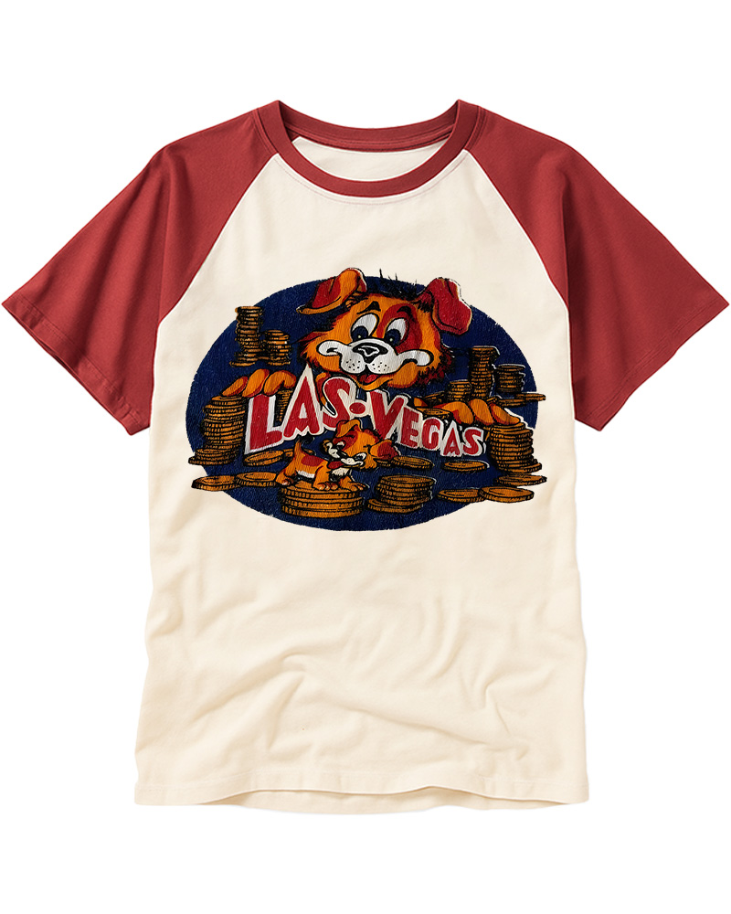TheRetroTee 60s Las Vegas Dog Raglan Baseball T-Shirt