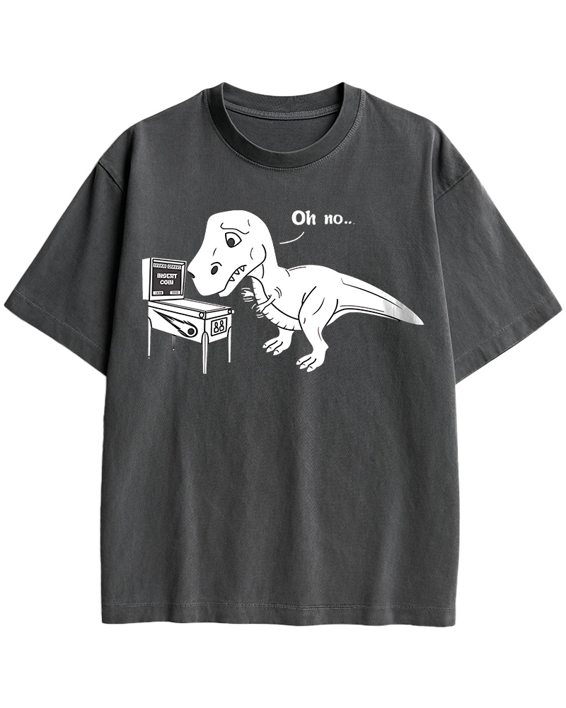TheRetroTee Dinosaur Pinbal 1970s Cotton T-Shirt