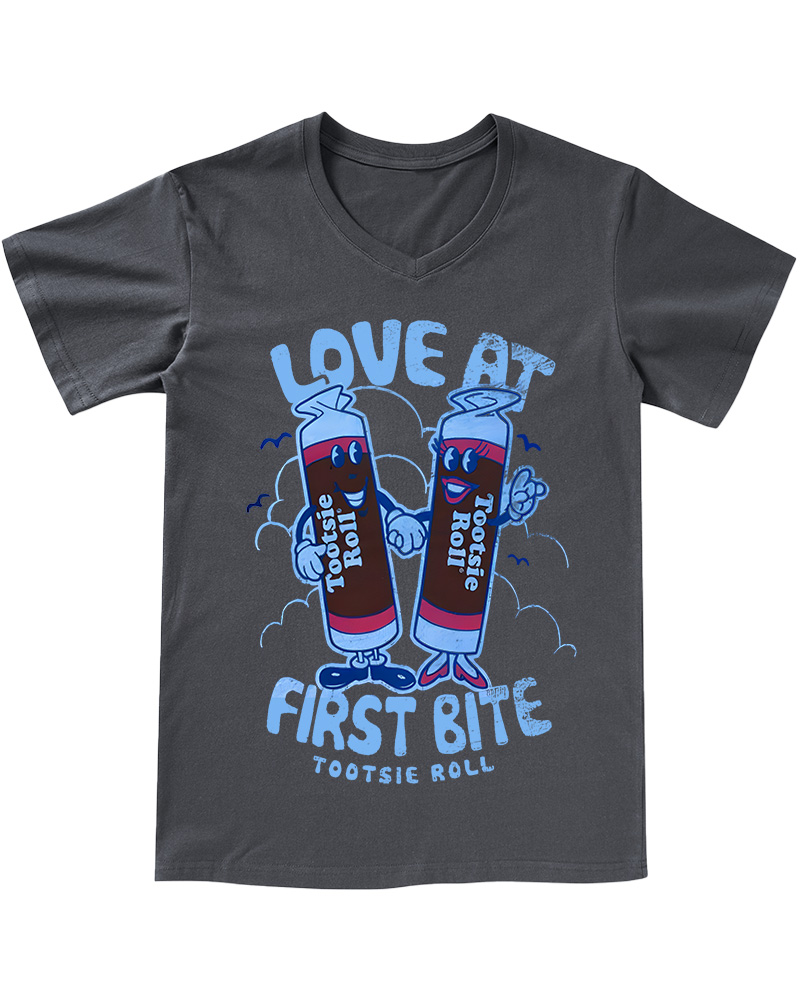 TheRetroTee Tootsie Roll - Love At First Bite Juniors 1960s V-neck T-Shirt