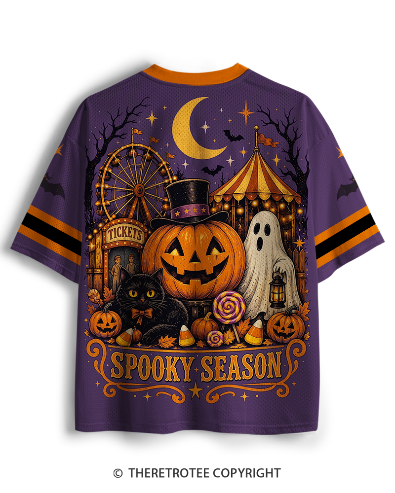 TheRetroTee Haunted Night 1970s Halloween Mesh Jersey