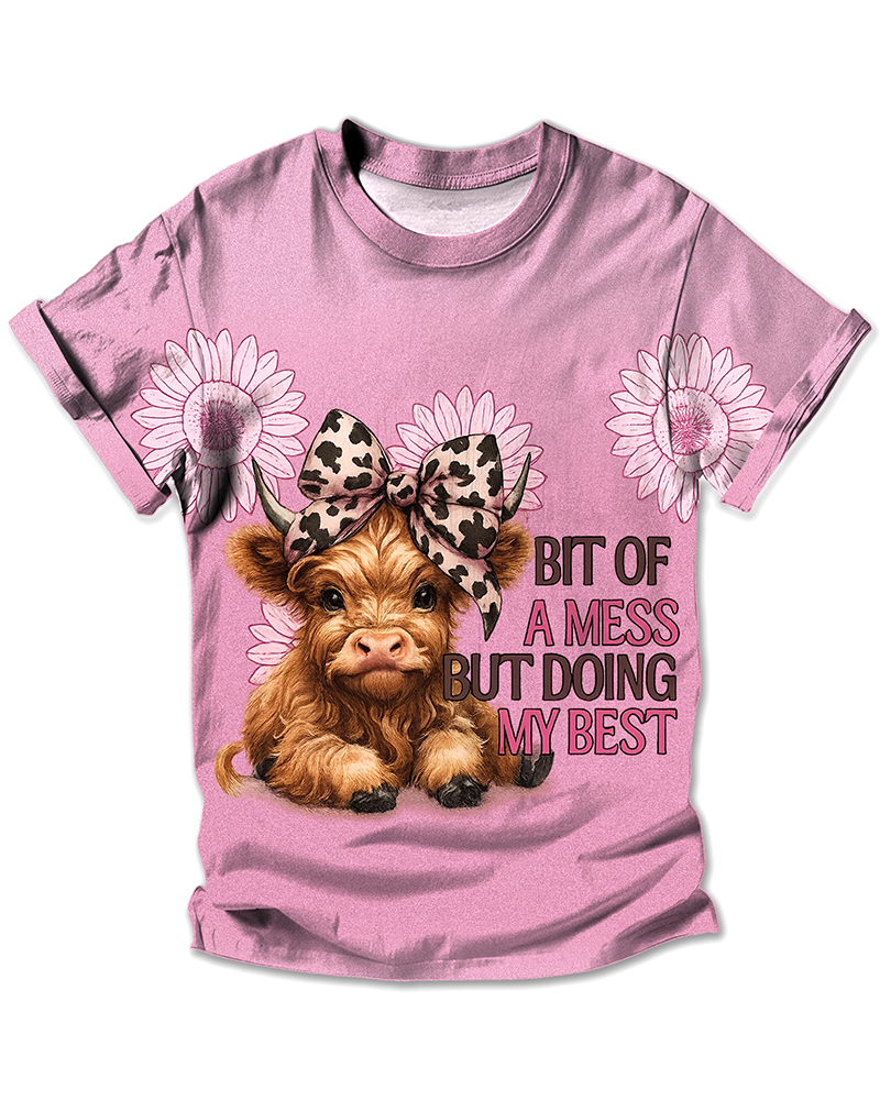 TheRetroTee Girls Printed All-Over Print T-Shirt