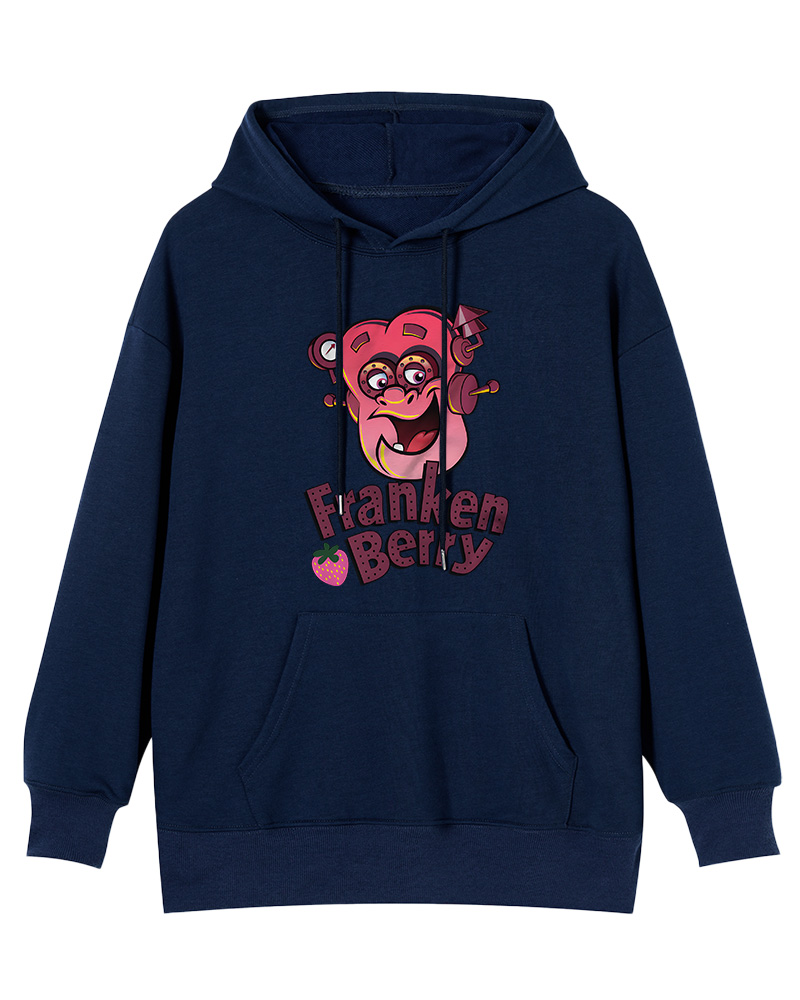 TheRetroTee Strawberry Cereal Monster 1970s Nostalgic Hoodie