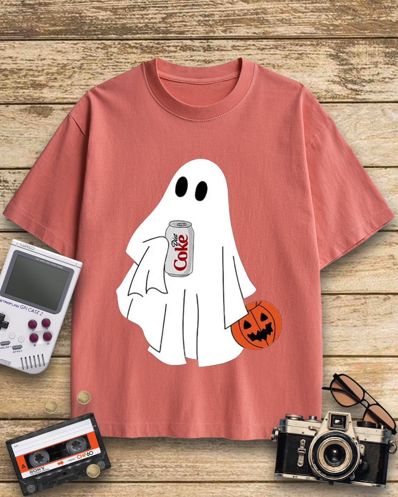 TheRetroTee Halloween Diet Coke Ghost 1980s Cotton T-Shirt