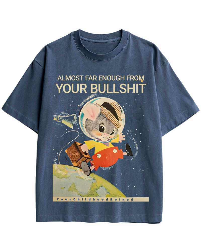 TheRetroTee Almost Far Enough from Your Bullshit Pin-Up Cotton T-Shirt